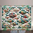 thumbnail image 1 of Ambesonne Fish Curtains 2 Panel Set, Mid Century Geometric Mosaic, 108" x 63", Teal Green Vermilion, 1 of 2