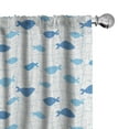 thumbnail image 1 of Ambesonne Fish Curtains, Geometric Net Design Dots, Pair of 28"x84", Blue Pale Blue White, 1 of 5