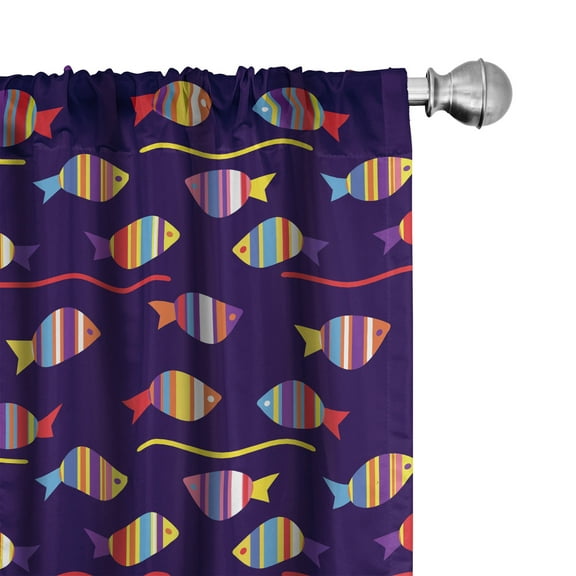Ambesonne Fish Curtains, Rainbow Patterned Animals, Pair of 28"x63", Multicolor