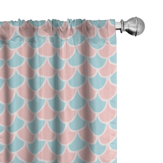 Ambesonne Fish Design Curtains, Marine Animal Scale Art, Pair of 28"x84", Blush and Pale Blue