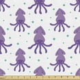 thumbnail image 1 of Ambesonne Fish Design Fabric by the Yard Upholstery, Cartoon Squids Print, 2 Yards, Violet Mauve and White, 1 of 1