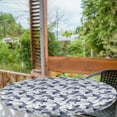 thumbnail image 1 of Ambesonne Fish Fitted Round Tablecloth, Eastern Traditional Animal, 40"- 44" Diameter, Dark Blue White, 1 of 5