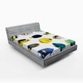 thumbnail image 1 of Ambesonne Fish Fitted Sheet, Collage of Sea Animals, Full Size, Multicolor, 1 of 2
