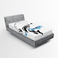 thumbnail image 1 of Ambesonne Fish Fitted Sheet, Hand Drawn Art Nautical, Twin XL Size, Black Blue, 1 of 3