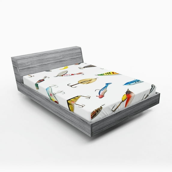 Ambesonne Fish Fitted Sheet, Hunting Hobby Leisure, California King, Multicolor