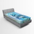 thumbnail image 1 of Ambesonne Fish Fitted Sheet, Japanese Koi on Sea Blue, Twin XL Size, Blue Lilac, 1 of 3