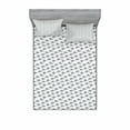 thumbnail image 1 of Ambesonne Fish Fitted Sheet & Pillow Sham Set, Aquarium Doodle Scales, Queen, Dark Blue White, 1 of 2