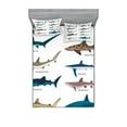 thumbnail image 1 of Ambesonne Fish Fitted Sheet & Pillow Sham Set, Cartoon Shark Types Wild, King, Multicolor, 1 of 2