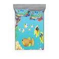 thumbnail image 1 of Ambesonne Fish Fitted Sheet & Pillow Sham Set, Cartoon Underwater Theme, Queen, Multicolor, 1 of 2