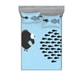 thumbnail image 1 of Ambesonne Fish Fitted Sheet & Pillow Sham Set, Funny Cartoon Motivation, Queen, Blue and Black, 1 of 2