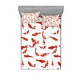 thumbnail image 1 of Ambesonne Fish Fitted Sheet & Pillow Sham Set, Koi Shoal Marine, Queen, Orange, 1 of 2