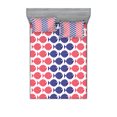 thumbnail image 1 of Ambesonne Fish Fitted Sheet & Pillow Sham Set, Nautical Fish Theme Design, Queen, Red and Navy Blue, 1 of 2