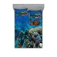 thumbnail image 1 of Ambesonne Fish Fitted Sheet & Pillow Sham Set, Tropical Turtle Water, Full, Multicolor, 1 of 2