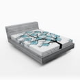 thumbnail image 1 of Ambesonne Fish Fitted Sheet, Sea Animals on Tree Theme, Full Size, Blue and Black, 1 of 2