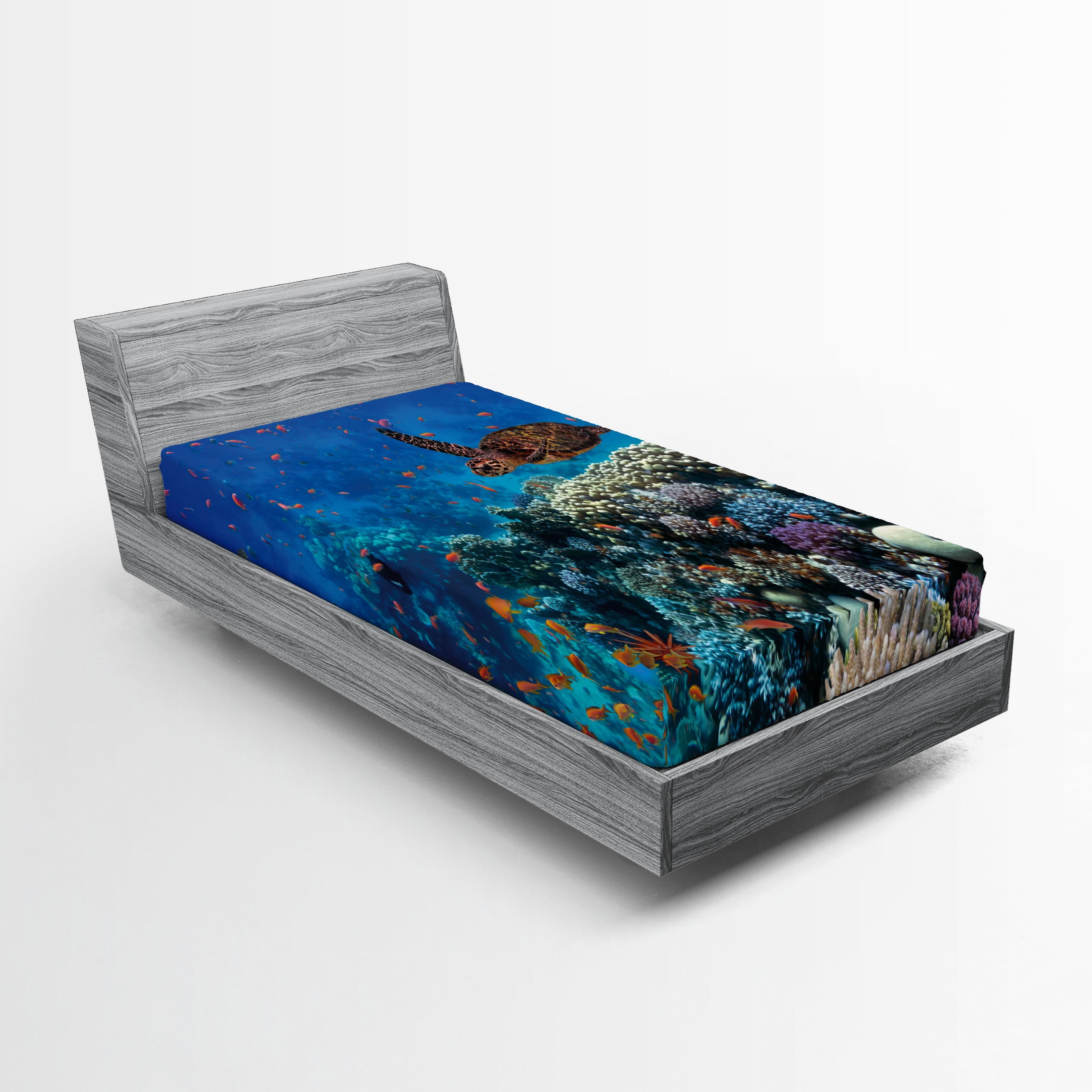 Tropical Turtle Water Print Twin Microfiber Fitted Sheet