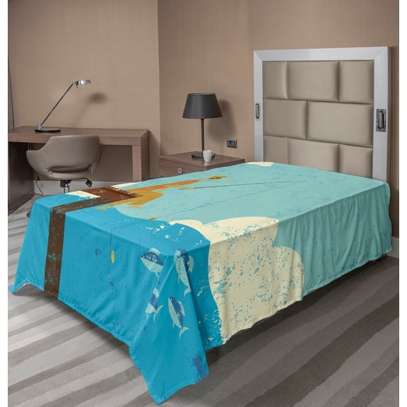 Ambesonne Fish Flat Sheet, Underwater Life Design, Twin Size, Multicolor