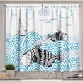 thumbnail image 1 of Ambesonne Fish Kitchen Curtains, Sketch Boat and Animals, 55"x39", Blue Black and White, 1 of 2