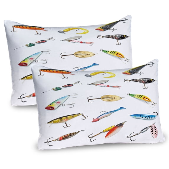 Ambesonne Fish Pillow Sham 2 Pack, Hunting Hobby Leisure, 36"x20", Multicolor