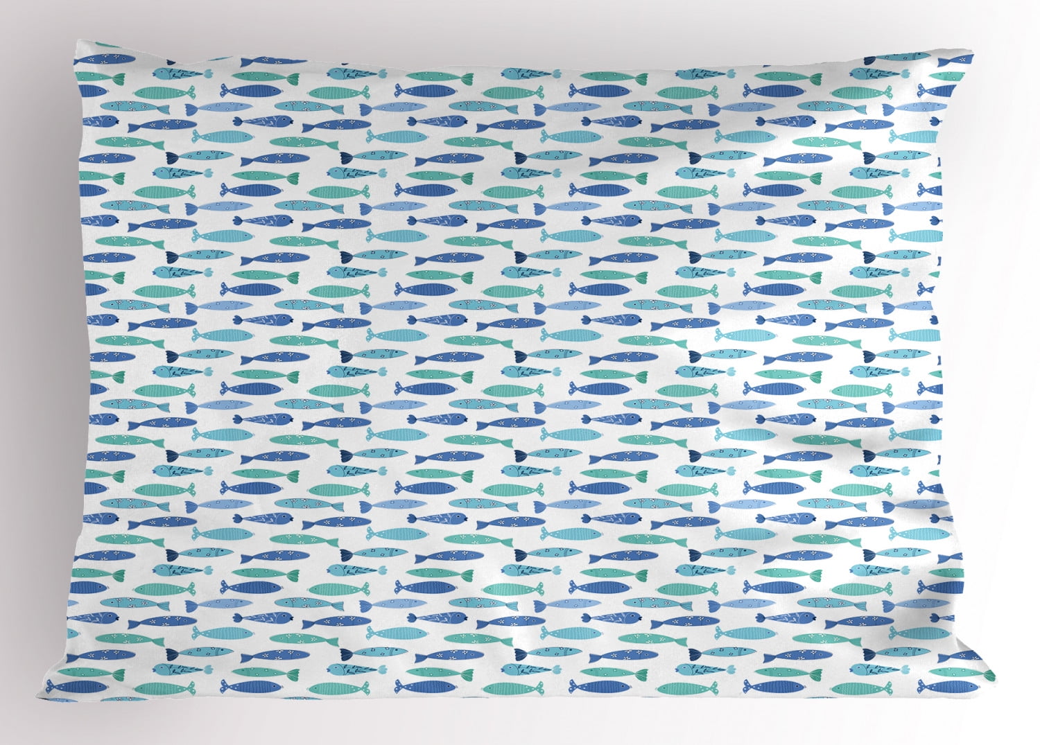 Ambesonne Fish Pillow Sham, Doodle Fish Group, 26