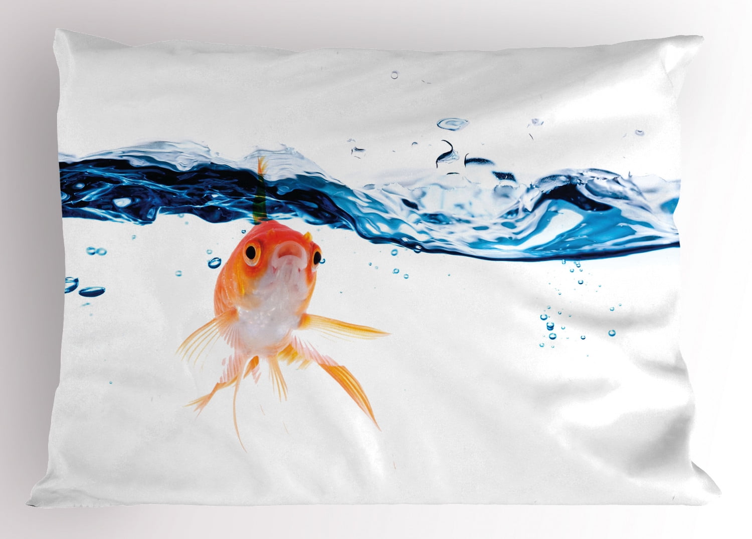 Ambesonne Fish Pillow Sham, Goldfish Swimming in Water, 26