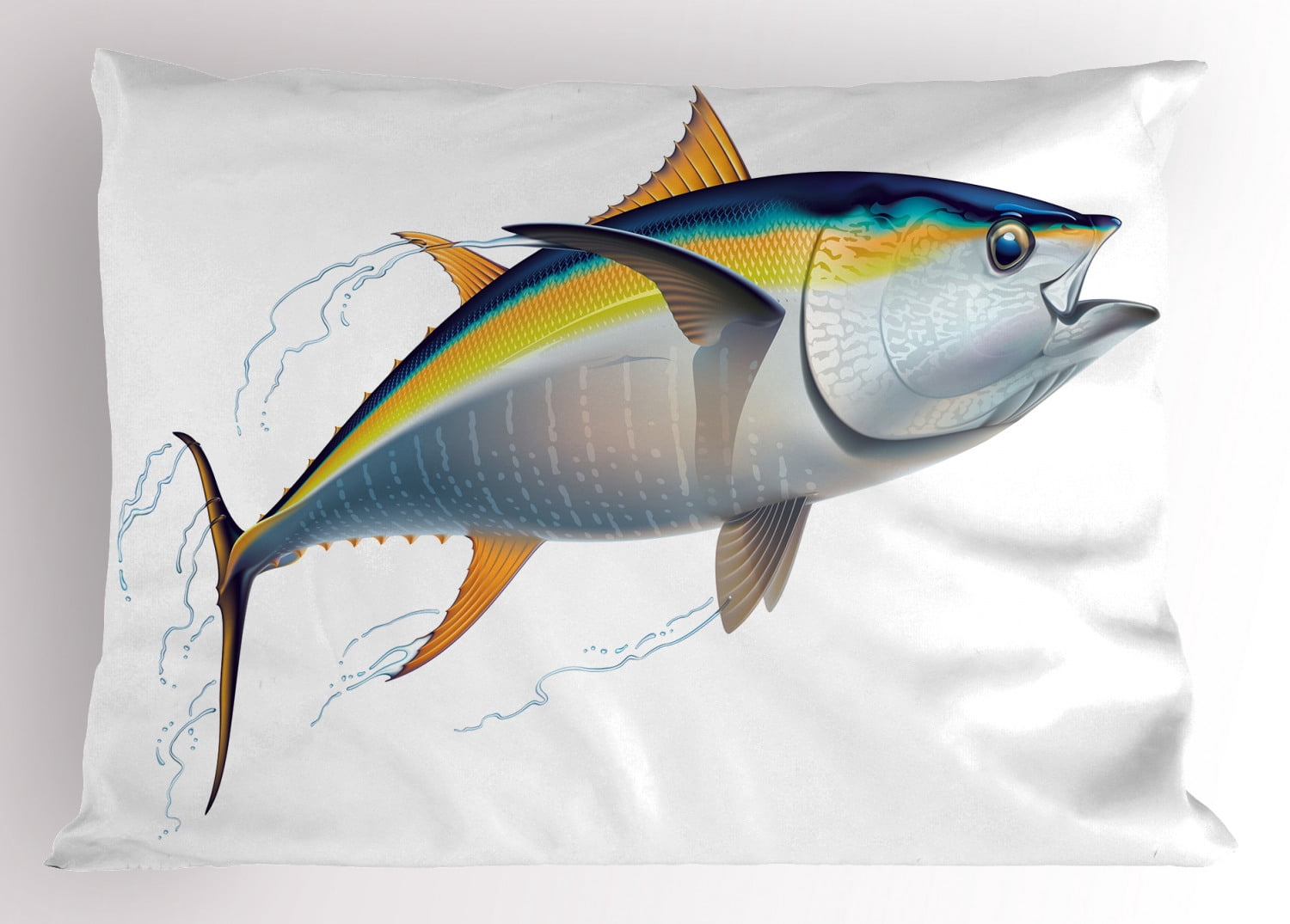 Ambesonne Fish Pillow Sham, Realistic Yellowfin Tuna, 36
