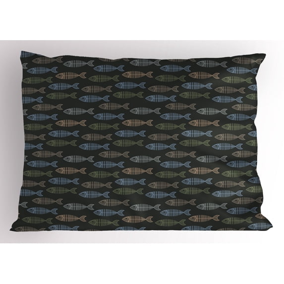 Ambesonne Fish Pillow Sham, Vintage Animal Bone Design, 26" X 20", Multicolor