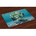 thumbnail image 1 of Ambesonne Fish Place Mats Set of 4, Shoal of Fish Underwater, Standard Size, Multicolor, 1 of 4