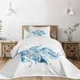 thumbnail image 1 of Ambesonne Fish Quilted Bedspread Set 2 Pcs, Abstract Betta Splenden, Twin Size, Blue Azure Blue, 1 of 5
