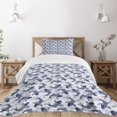 thumbnail image 1 of Ambesonne Fish Quilted Bedspread Set 2 Pcs, Eastern Traditional Animal, Twin Size, Dark Blue White, 1 of 5