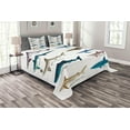 thumbnail image 1 of Ambesonne Fish Quilted Bedspread Set 3 Pcs, Cartoon Shark Types Wild, Queen Size, Multicolor, 1 of 3