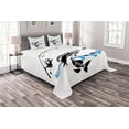 thumbnail image 1 of Ambesonne Fish Quilted Bedspread Set 3 Pcs, Hand Drawn Art Nautical, Queen Size, Black Blue, 1 of 3