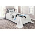 thumbnail image 1 of Ambesonne Fish Quilted Coverlet 2 Pcs, Hand Drawn Art Nautical, Twin Size, Black Blue, 1 of 2