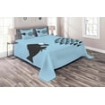 thumbnail image 1 of Ambesonne Fish Quilted Coverlet 3 Pcs, Funny Cartoon Motivation, Queen Size, Blue and Black, 1 of 2