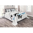 thumbnail image 1 of Ambesonne Fish Quilted Coverlet 3 Pcs, Hand Drawn Art Nautical, King Size, Black Blue, 1 of 2