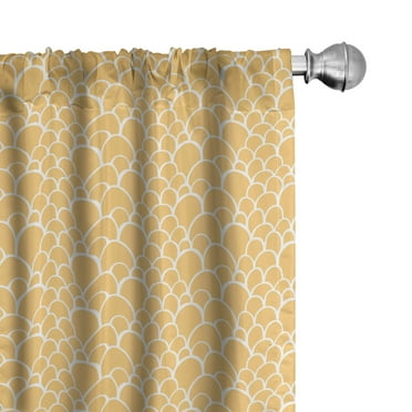 Ambesonne Fish Scale 4-Panel Curtains, Exotic Animal Skin, 56"x63", Mustard and White