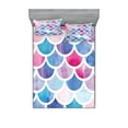 thumbnail image 1 of Ambesonne Fish Scale Fitted Sheet & Pillow Sham Set, Pastel Mermaid Pattern, King, Multicolor, 1 of 2