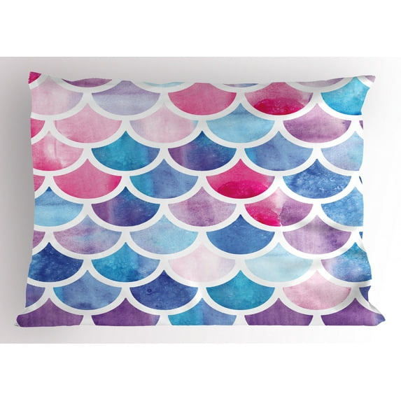 Ambesonne Fish Scale Pillow Sham, Pastel Mermaid Pattern, 36" X 20", Multicolor