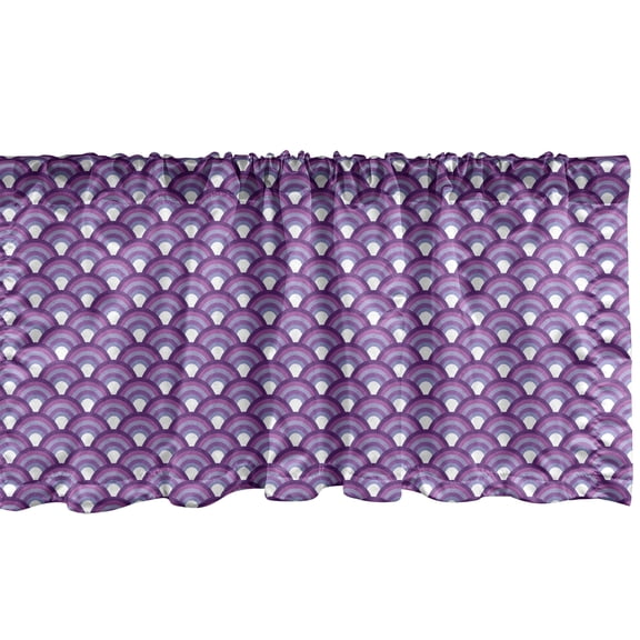 Ambesonne Fish Scale Window Valance, Purple Japanese Wave, 54" X 18", Lavender Purple