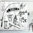 thumbnail image 1 of Ambesonne Fish Shower Curtain, Hand Drawn Animals, 69"Wx84"L, Black White, 1 of 5