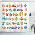thumbnail image 1 of Ambesonne Fish Shower Curtain, Happy Fish Abstract, 69"Wx70"L, Multicolor, 1 of 3