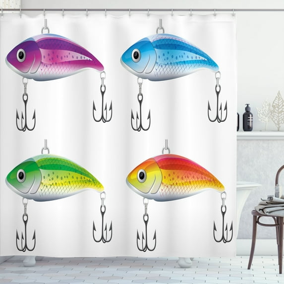 Ambesonne Fish Shower Curtain, Sea Nautical Animals, 69"Wx75"L, Multicolor