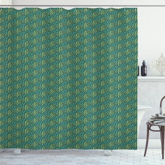 Ambesonne Fish Shower Curtain, Swimming Fishes Green Shades, 69"Wx75"L, Shamrock Green Green