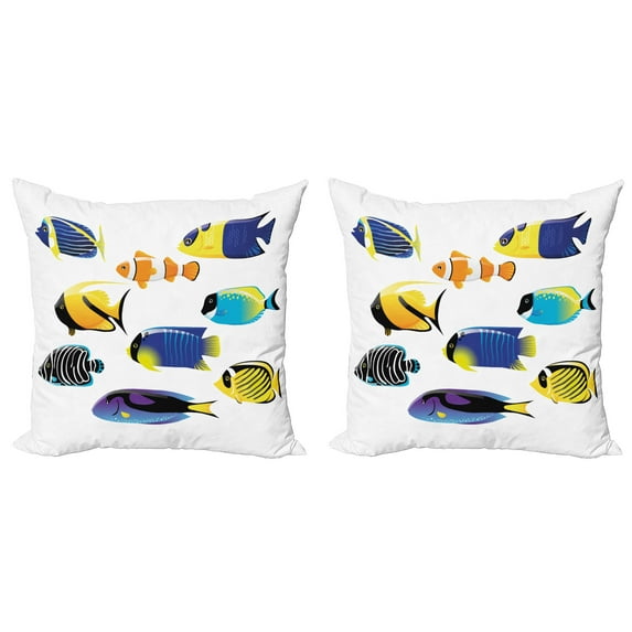 Ambesonne Fish Throw Pillow Cover 2 Pack, Cod Bonito Palette, 16", Multicolor