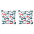 thumbnail image 1 of Ambesonne Fish Throw Pillow Cover 2 Pack, Colorful Shark Patterns, 24", Multicolor, 1 of 2