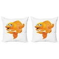 thumbnail image 1 of Ambesonne Fish Throw Pillow Cover 2 Pack, Happy Playful Goldfish, 18", Orange White, 1 of 7