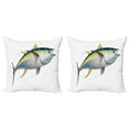 thumbnail image 1 of Ambesonne Fish Throw Pillow Cover 2 Pack, Realistic Yellowfin Tuna, 20", Earth Yellow Blue, 1 of 2