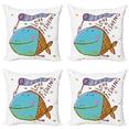 thumbnail image 1 of Ambesonne Fish Throw Pillow Cover 4 Pack, Funny Cartoon Illustration, 16", Multicolor, 1 of 5