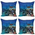 thumbnail image 1 of Ambesonne Fish Throw Pillow Cover 4 Pack, Tropical Turtle Water, 18", Multicolor, 1 of 5