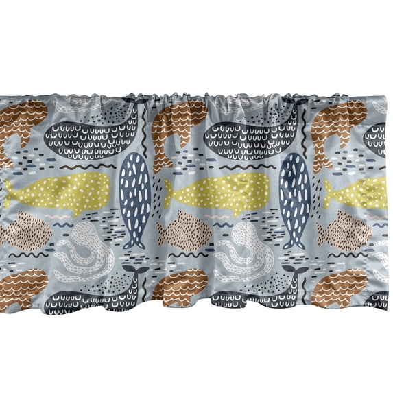 Ambesonne Fish Window Valance, Abstract Colorful Ocean, 54" X 18", Multicolor