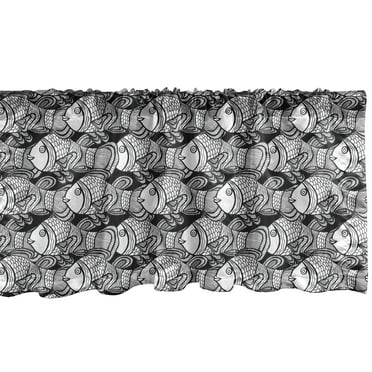 Ambesonne Fish Window Valance, Black and White Anemonefish, 54" X 18", Black and White